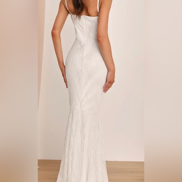 Lulu’s White Sequin Mermaid Maxi Dress - Picture 2 of 10